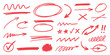 © GraphixEra - Collection of thick red hand drawn marker arrows circles underlines and scribble symbols vector illustration