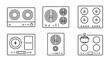 © gunzexx png and bg - collection of induction cooktop, minimal thin icon vector set , white background , PNG and SVG isolate