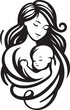 © Tahmina - Mother and baby bonding love embrace minimalist black and white vector illustration