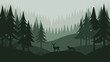 © Icon Stock - Stag and wolf encounter among conifer trees