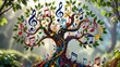 © mila103 - Vibrant tree blooms with colorful musical notes