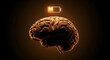 © ANMZAKARIA - Human Brain with Low Battery Icon for Mental Exhaustion | 3D Illustration of Cognitive Fatigue and Burnout | Concept of Stress Lack of Energy and Tired Mind | Psychology and Mental Health