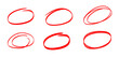 © Nexira - Red Hand drawn marker red circles round set. Doodle round shapes. Crayon circle highlight, freehand ovals doodle.