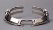 © SHI - shortcoming. A stainless steel dental facebow isolated on a neutral background. STEM education sheets, lab safety posters, designed for biotech research communications, used by nutritionists.