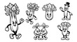 © gunzexx png and bg - celery, cute retro cartoon style vector set , white background , PNG and SVG isolate