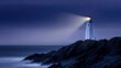 © Igor - Lighthouse Beam Illuminating Rocky Coast at Dusk