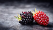© Igor - Fresh Blackberries and Raspberries on a Dark Textured Surface