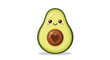 © Delbert - Cute cartoon avocado character with a happy smiling face and a small brown heart shape inside its large central pit.