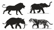 © Georgking - African Safari Wildlife Silhouettes Lion Elephant Tiger Walking for Zoo Education Zoo Web Design Vector Art