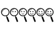 © abdelaziz@771 - A row of magnifying glasses with smiley faces inside them, varying from neutral to happy expressions.