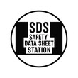 © Bar - A circular black and white sign displays sds safety data sheet station indicating a location for safety information access high quality professional detailed modern elegant stylish