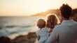 © Larisa AI - A touching portrayal of a family watching a stunning sunset by the ocean, symbolizing unity, love, and the beauty of shared moments in life.
