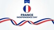 © ckybe - france independence day background with round emblem of the national flag on white space bold typography with the text clean modern design copy space