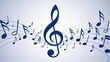 © mila103 - Blue treble clef flows with musical notes