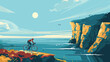 © Ahmad - Cyclist riding bicycle near cliffside ocean view under clear sky