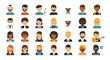 © UDIN - Large collection of diverse male and female avatar icons, featuring various professions and ethnicities, on an isolated white background.