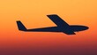 © Kui - monoplane. A minimalist side-profile silhouette of a monoplane against a gradient sunset sky. inspiring travel planning, mobility guides, designed for mobility and urban transit guides.