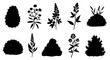 © Ahmat - Diverse collection of plant, bush, and flower silhouettes with an isolated white background.