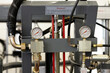 © PhotoFed - Pump with a pressure gauge for pumping large volumes of liquid. A pump for pumping water in a swimming pool.