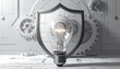 © Sarip - Lightbulb idea protected by industrial gears in blueprint design concept