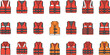 © EdGe Creative - Life jacket and safety vest collection personal flotation device vector illustration set