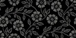 © ShreeShuvoKumar - Intricate floral pattern with dotted flowers on a black background