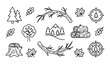 © Nirob - Minimal forest wood and tree outline icons collection with editable stroke vector