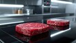 © Zaki - Two Raw Steaks Resting on a Modern Black Induction Cooktop in a High-Tech Kitchen Environment