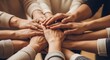 © sea sae - Diverse hands forming a prayer circle, symbolizing unity and compassion in a moment of collective support