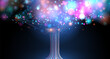 © Hilch - Futuristic data tree with glowing multi-color particles. Neural network, AI, big data science concept. Digital technology for information growth, analysis system, modern business and innovation design