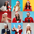 © New Africa - Christmas celebration. Collage with different people in festive mood
