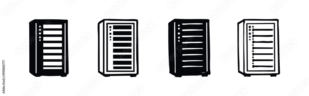 Data Center Gpu Rack Stack Icon Detailed Server Rack Icons. Data Center Equipment Vector Set. Network ...