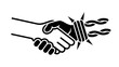 © Marc - A symbolic depiction of a handshake entangled in barbed wire, illustrating a complex concept.