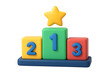 © techgiants - Winners podium with numbers one two and three topped with a golden star isolated on transparent background for competition achievement success and award recognition platform