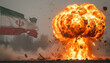 © anees - Explosion against the backdrop of the Iranian flag. Geopolitical Conflict & Sci-Fi Military