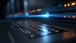 © Keopaserth - Locked laptop keyboard with digital padlock icon and data streams conveying cyber security protection and secure network access