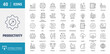 © Control New - Productivity icon set. Includes  time management, work plan, engineering, efficiency, production, goods, services. Outline icon set. Vector illustration with editable stroke