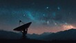 © Opaa - Silhouette of a large satellite dish under a starry night sky