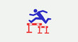 © Tanska - Blue silhouette of a person jumping over hurdles, representing sports, achievement, and overcoming obstacles