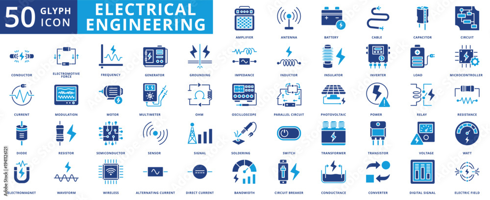 electrical engineering icon pack contains microcontroller ...