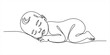 © MOHAMMAD - One line drawing illustration of a baby. Vector Abstract minimalist line drawing of small cute baby sleeping. one line Icon drawing.