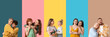 © Pixel-Shot - Collage of mothers with their children on color background