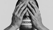 © Habiba Noor  Jannat - Censored man with hands over eyes and tape with freedom text on mouth