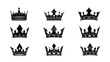 © Helal Mia - Collection of nine distinctive crown illustrations in black and white