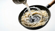 © Zieyy - Cacio e Pepe Starchy Pasta Water Emulsion Cheese Swirl Action White Background Studio Italian Food Photography