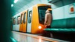 © Pinklife - A dynamic subway scene captures the essence of urban life with a blurred passenger, emphasizing transit and the fast-paced daily commute in a bustling city environment.