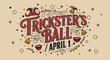 © VectorVista - Vibrant april fools' day celebration graphic with trickster's ball text and playful illustrations on beige background