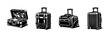 © 11ua - Black and white vector illustrations of various suitcase types for travel and luggage design