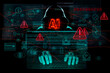© TSViPhoto - Artificial intelligence used for cyber attacks, showing AI as threat with malware code, alerts and digital interface over a hacker silhouette
