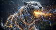 © MstSultana7 - Mythical tiger unleashing cosmic energy in a surreal digital explosion